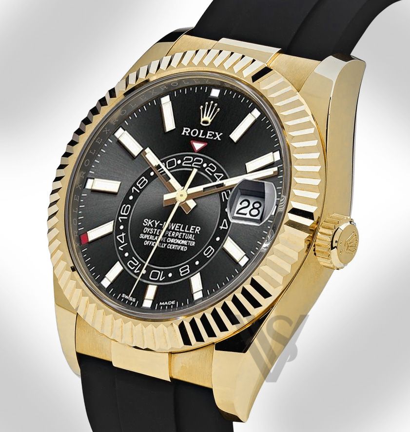 Brand New Rolex - Sky-Dweller - Black Index Dial - 18K Yellow Gold - Oysterflex Bracelet