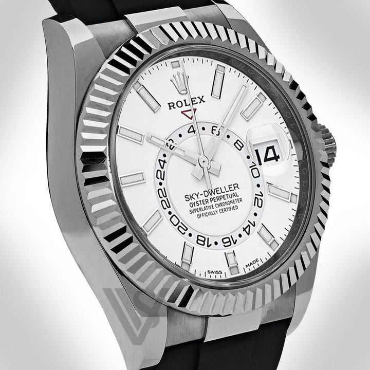 Brand New Rolex - Sky-Dweller - White Index Dial - 18K White Gold - Oysterflex Bracelet