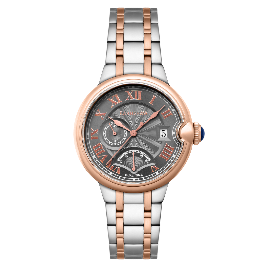 Thomas Earnshaw Barallier Retrograde Dual Time Grey / Stainless Steel | Grey Dia