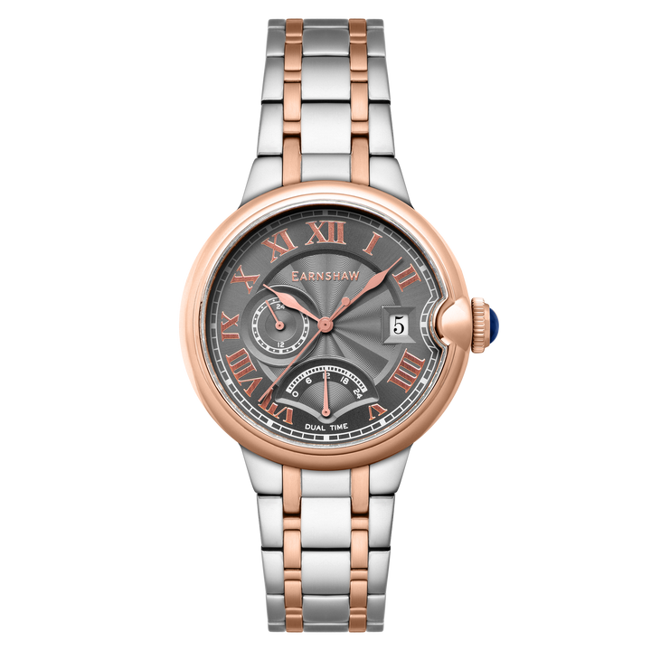Thomas Earnshaw Barallier Retrograde Dual Time Grey / Stainless Steel | Grey Dia