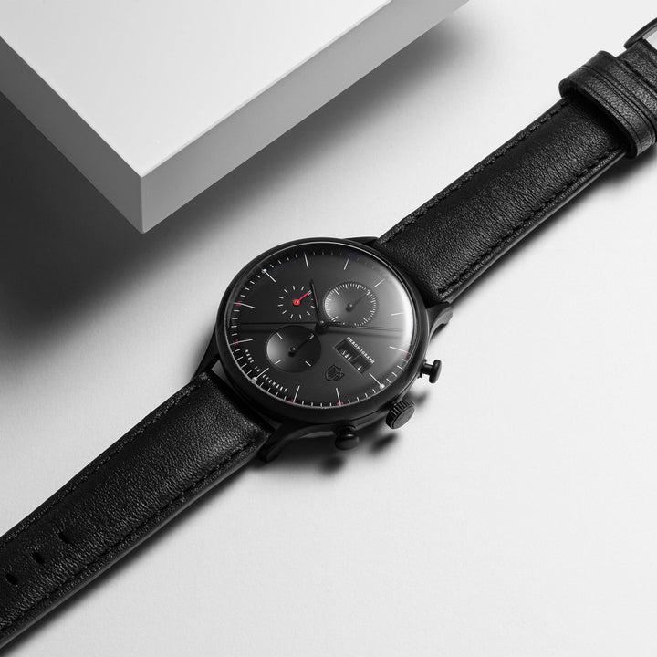 Van Der Rohe Barcelona Chronograph Quartz Watch Black / Leather | Black Dial