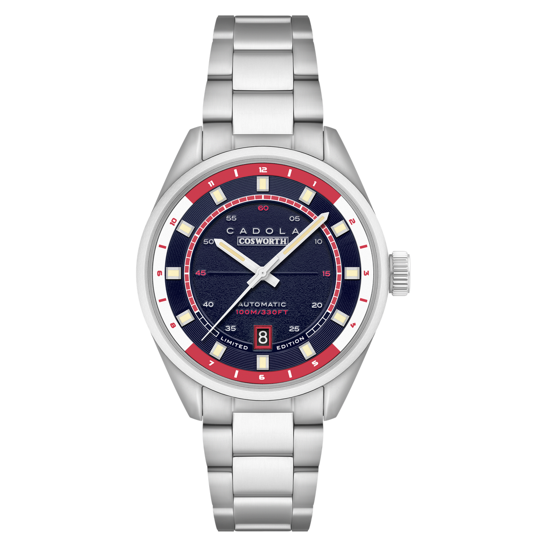 DFV-COSWORTH HELMET WATCH WINDER AUTOMATIC LIMITED EDITION BLUE / STAINLESS STEE