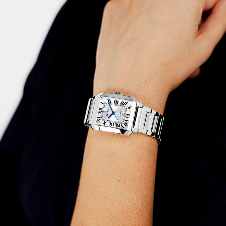ON THE SQUARE White / Stainless steel White Dial
