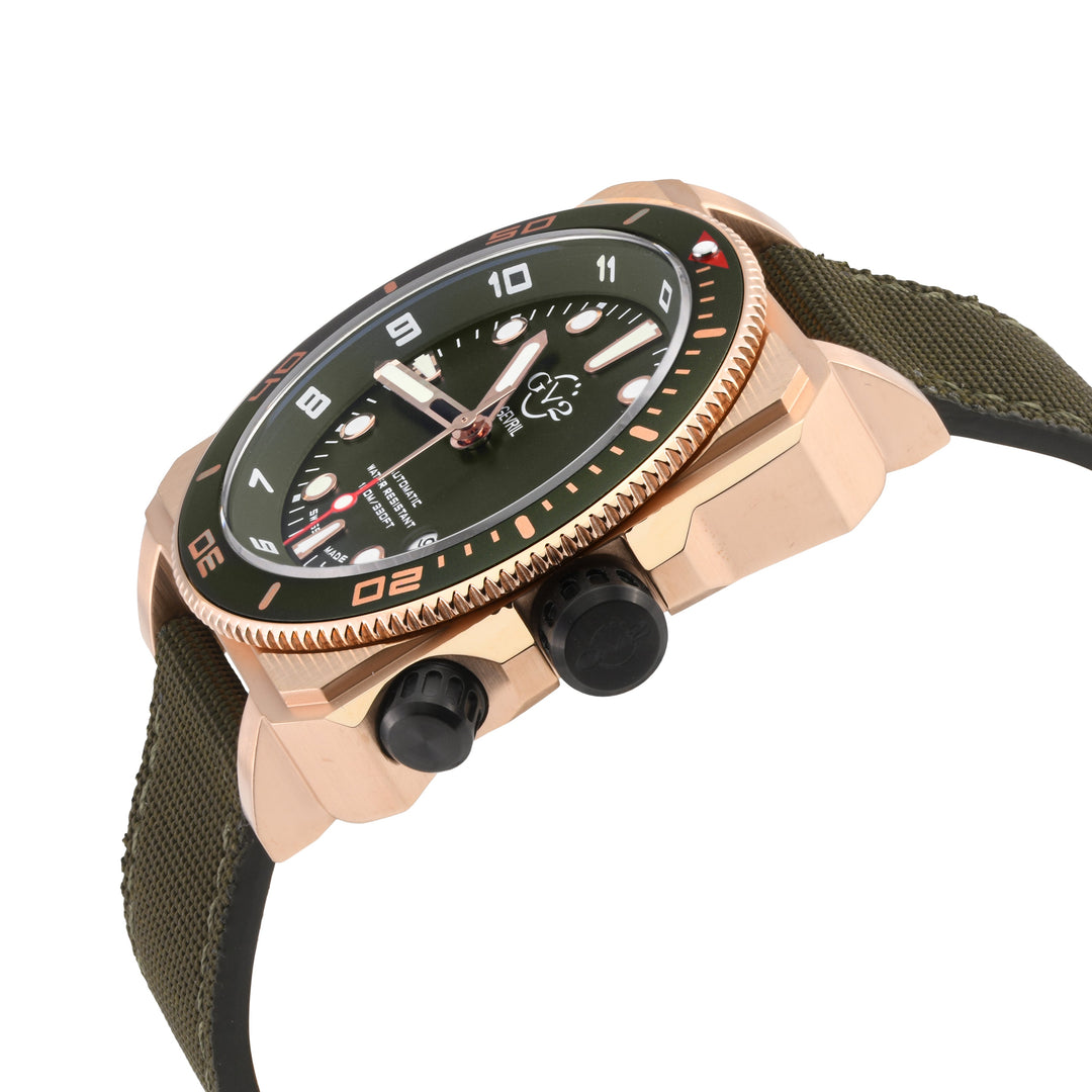 XO small Swiss Made SW200  inner and outer rotating bezel, metal band  olive  Bl