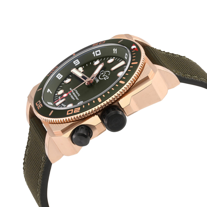 XO small Swiss Made SW200  inner and outer rotating bezel, metal band  olive  Bl