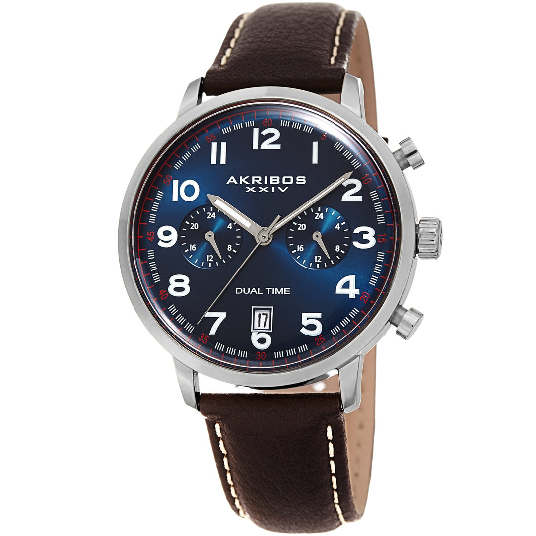 Multifunction Chronograph Silver Tone/Leather | Blue Dial