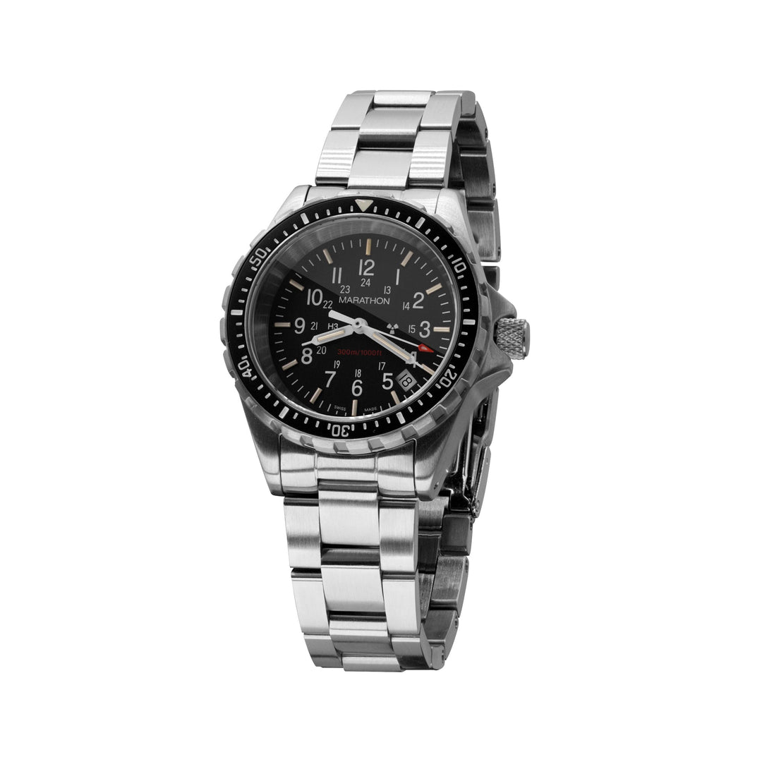 Divers Quartz Black NGM/Steel Bracelet | Matte Black Dial