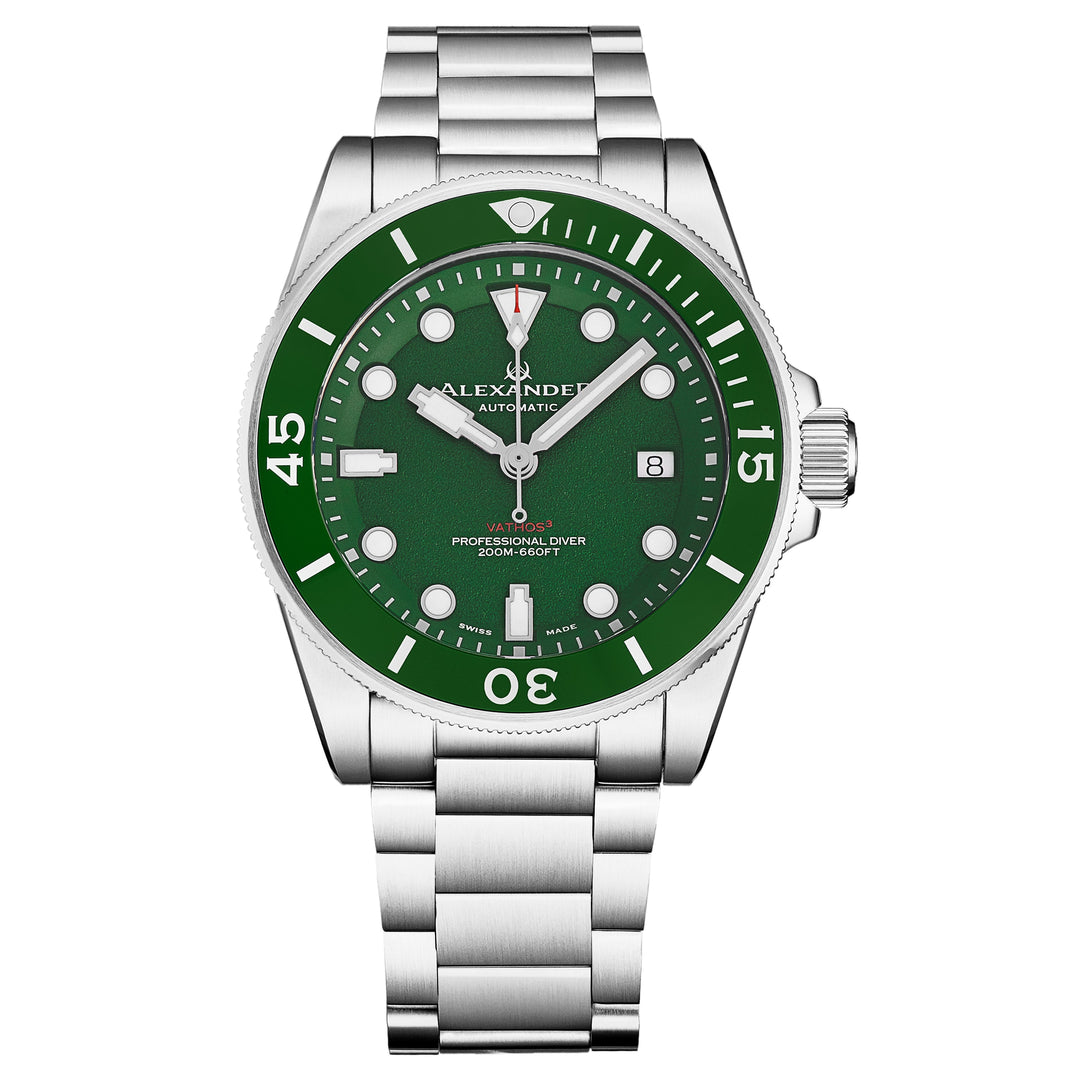 A520-04 Silver/Stainless Steel | Green Dial
