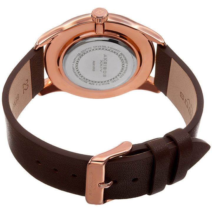 Small Seconds Genuine Brown Leather Strap Watch Brown/Rose | Black Dial