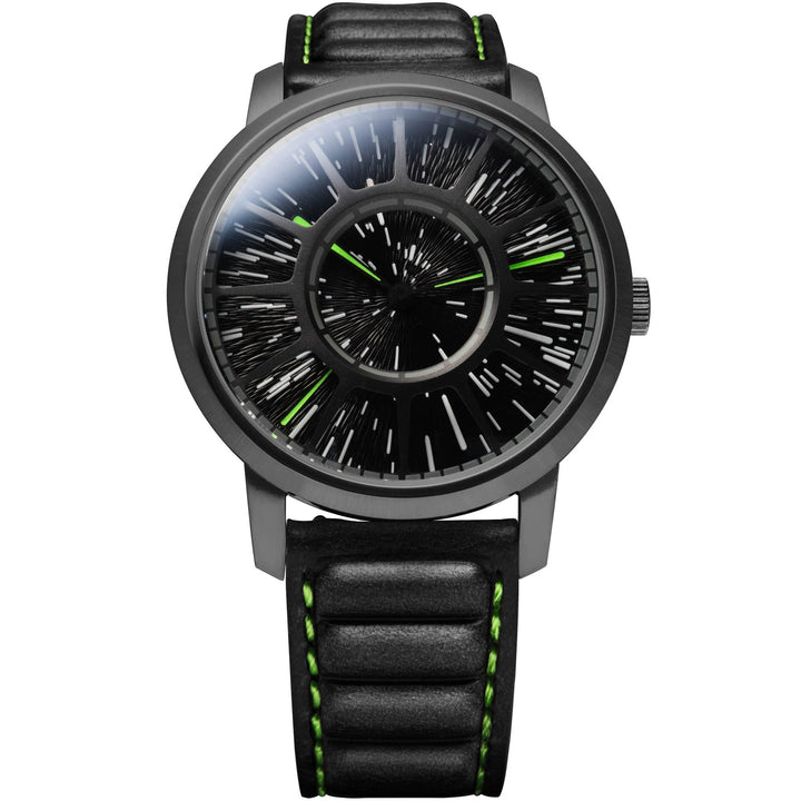 Hyperspace Automatic Photon gunmetal/black leather strap | Black Dial