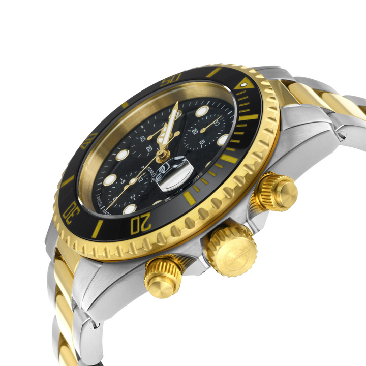 Wall Street Swiss Automatic Chronograph SW500 Black Ceramic Bezel Divers Watch t