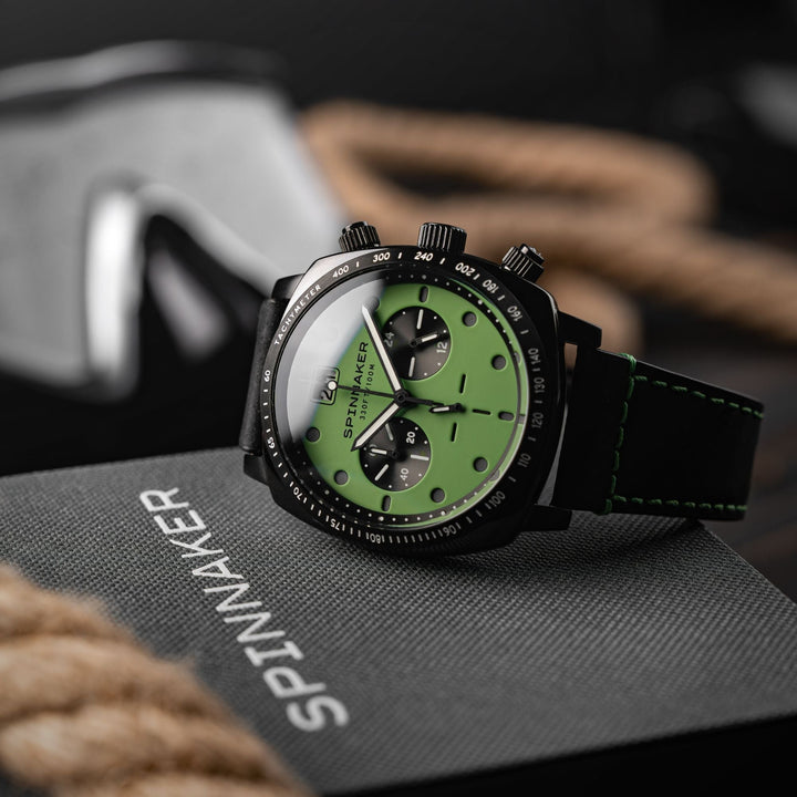 Hull Chronograph Black & Green / Leather | Green Dial