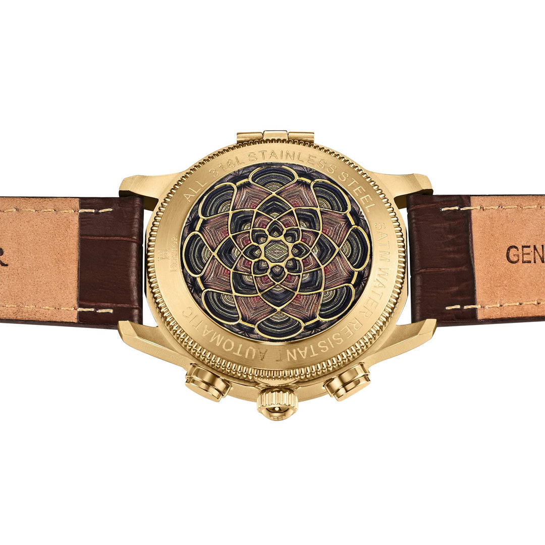 Apostle Custom Enamel Dial Watch Brown/Gold | Multi-colored Dial