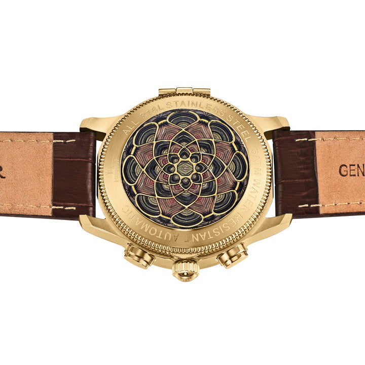 Apostle Custom Enamel Dial Watch Brown/Gold | Multi-colored Dial