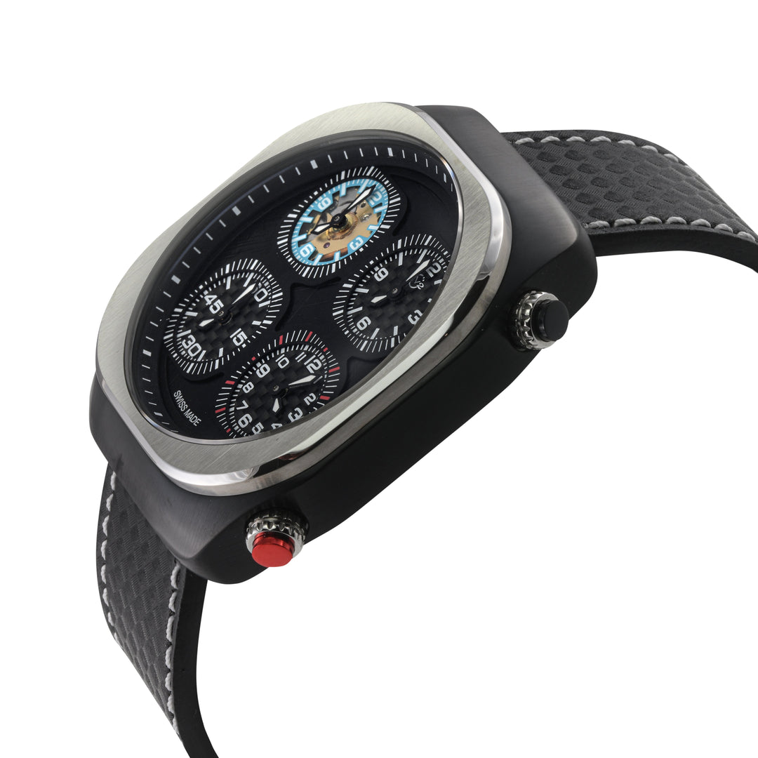 Quattro Zone GV2 Swiss Quartz, 316L Black Case, Silver Bezel, Black dial, Sub Di