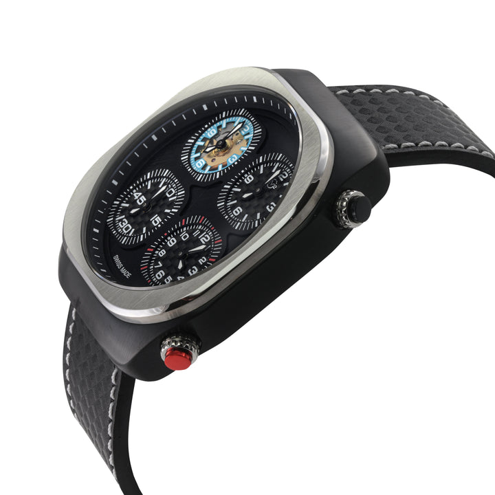 Quattro Zone GV2 Swiss Quartz, 316L Black Case, Silver Bezel, Black dial, Sub Di