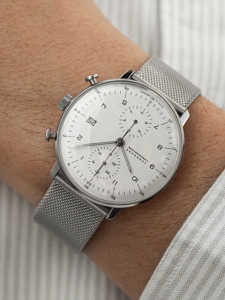 Max Bill Chronoscope White Dial / Milanese Bracelet White Dial