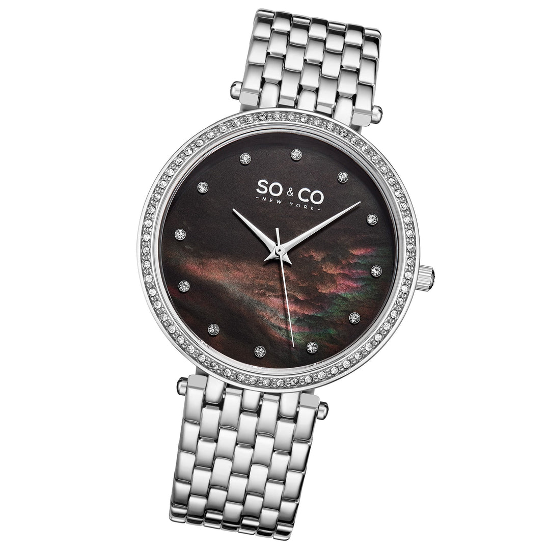 Madison 5334 Black Mother-of-pearl/ Silver Bracelet | Mother of Pearl Dial