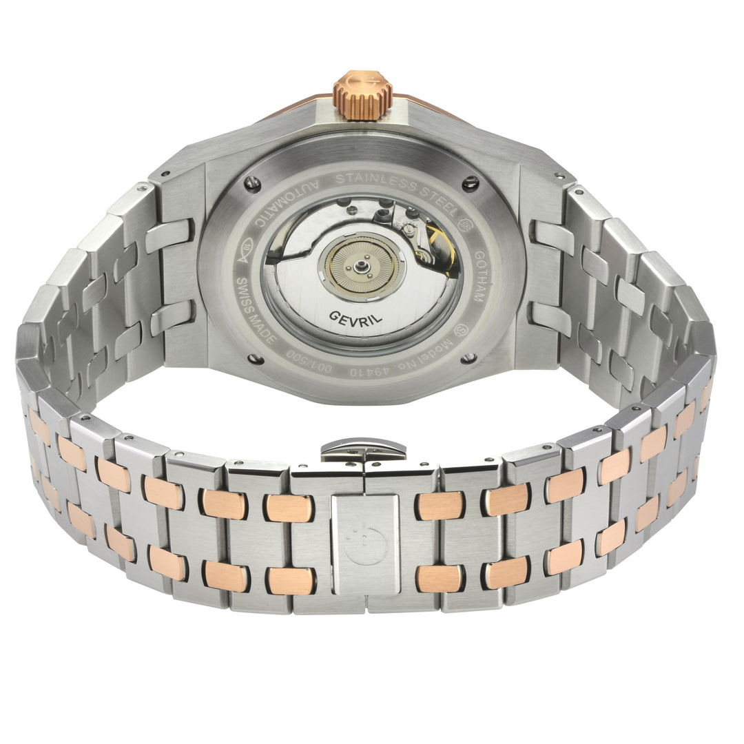 Gotham Swiss Automatic Movement, Black Embossed Dial, Silver Counter  316L SS Br