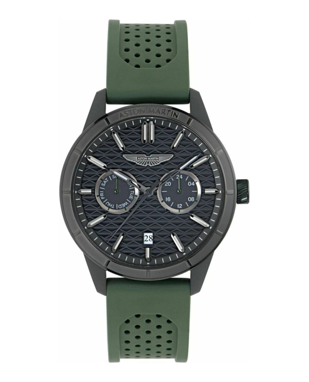 HDL Black IP/Green Silicone Strap Black Dial