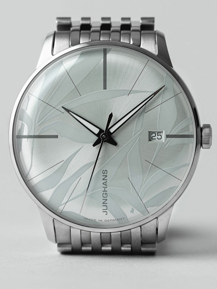 Meister Automatic Silver Bamboo Leaf Dial / Stainless Steel Bracelet Silver Dial