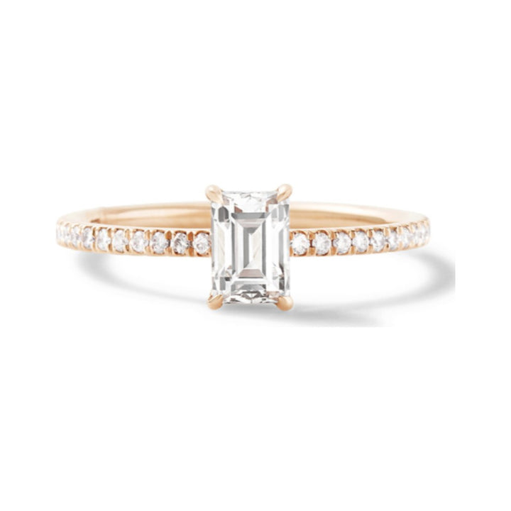 Petite Emerald Pave Engagement Ring