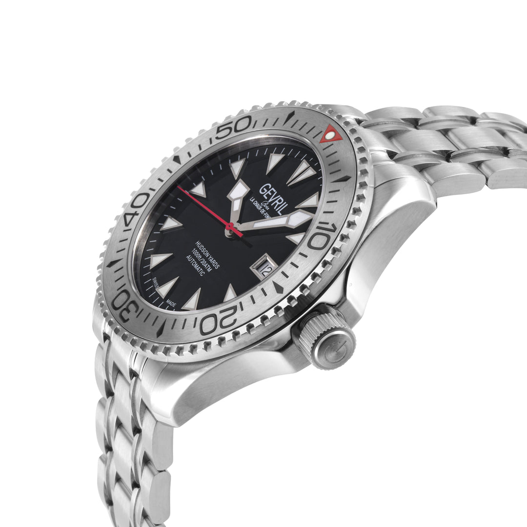 Hudson Yards Swiss Made Automatic SW200 Diver watch Silver Tungsten bezel, Unidi