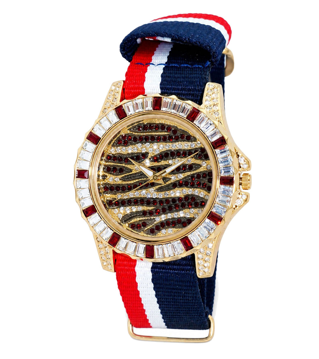 CHAMELEON NY STRAP/GOLD TONE Red Dial