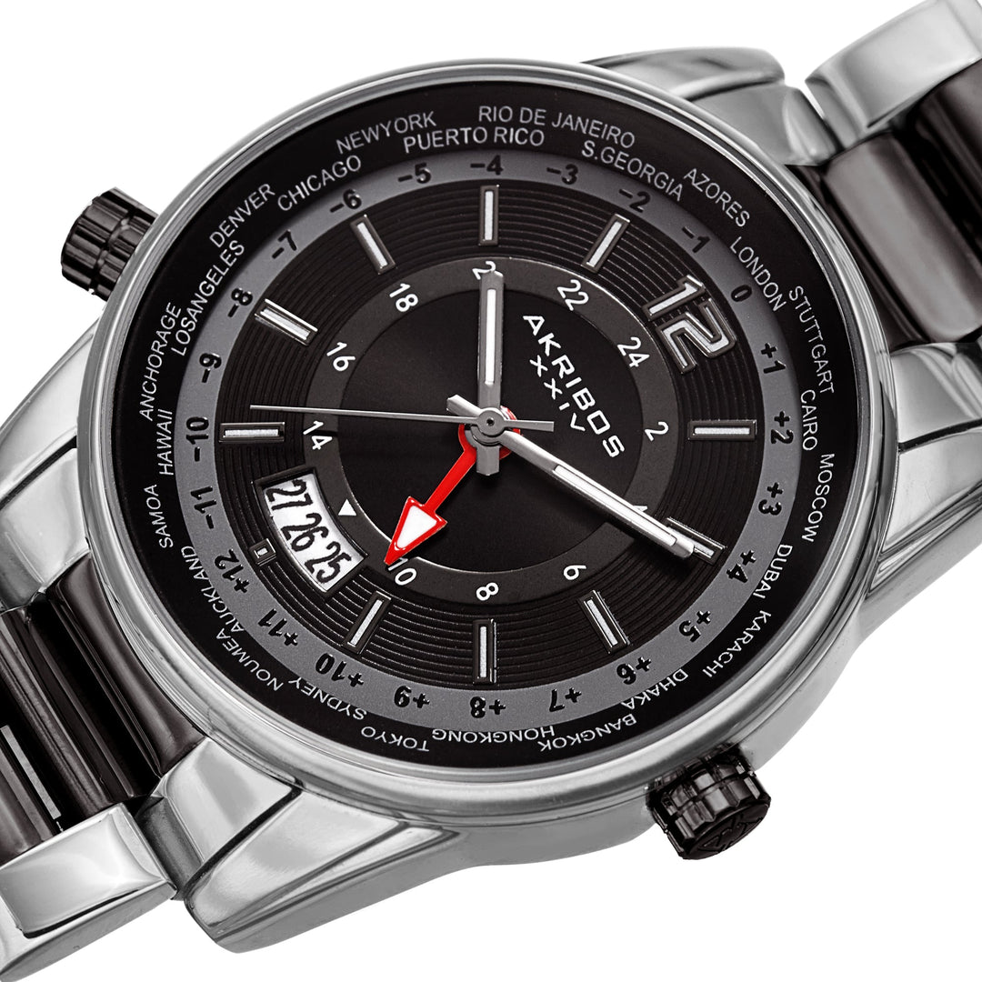 World Time Silver Tone/Stainless Steel | Black Dial