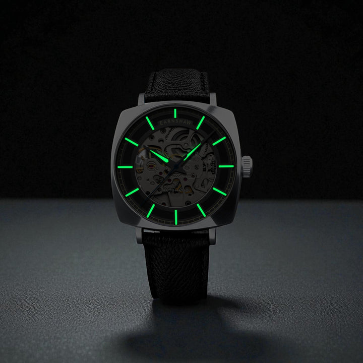 City Of London Moorgate Skeleton Automatic Black / Genuine Leather Strap Black D