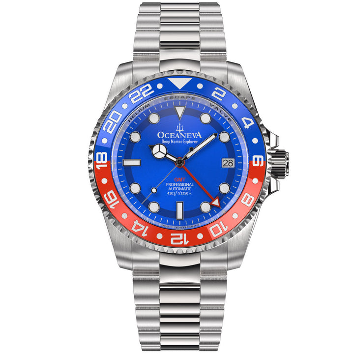 Deep Marine Explorer II Swiss Automatic Blue/Red Bezel| Blue Dial