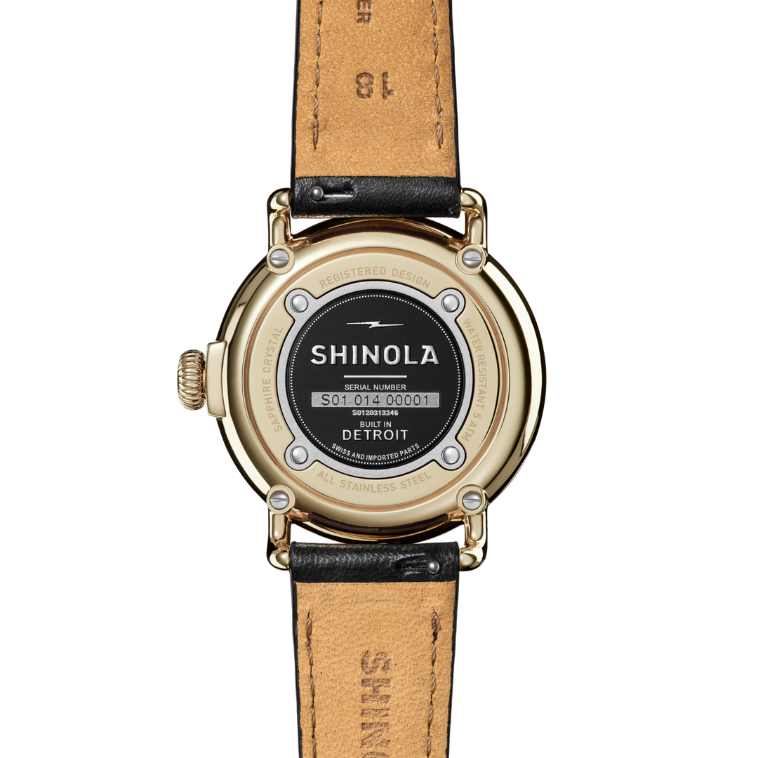 Runwell Watch Gray Mother-Of-Pearl Dial / Black Leather Strap Gray Dial