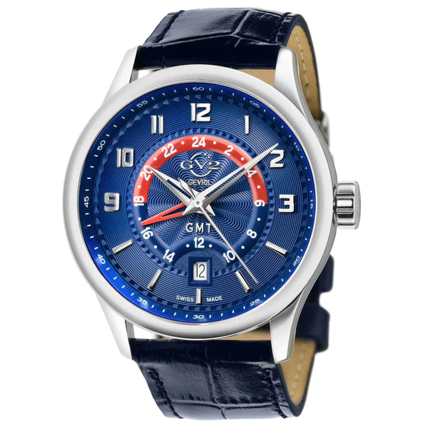 Giromondo GV2 By Gevril Mens Giromondo Stainless Steel Case Blue Dial Swiss Quar