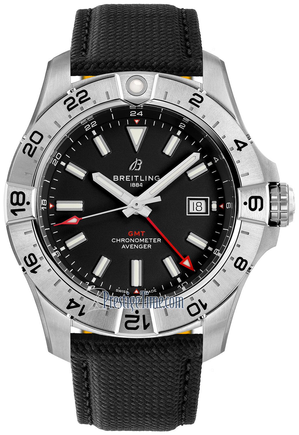 Avenger Automatic GMT 44 Black / Leather | Black Dial Dial