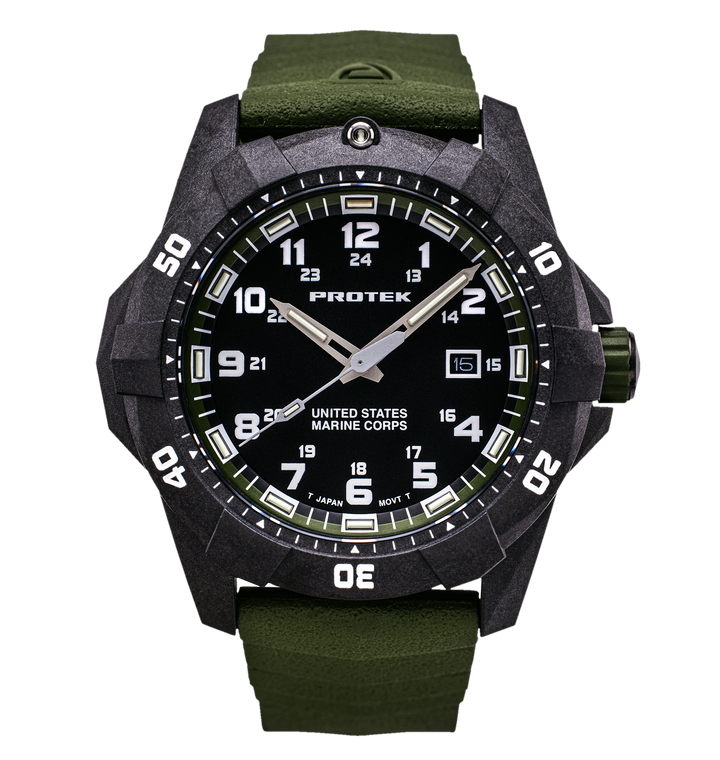USMC Carbon Dive CARBON CASE/BLACK & GREEN DIAL/GREEN STRAP | Black / Green Dial
