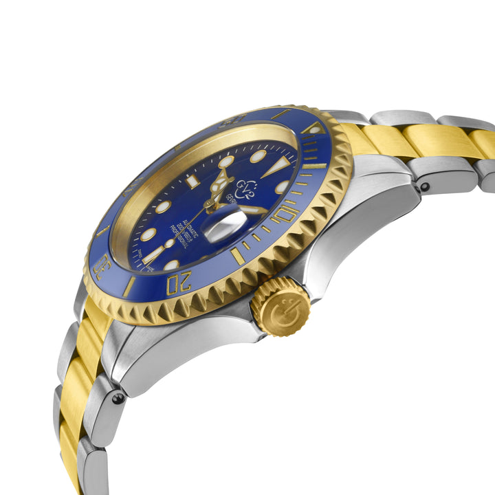 Liguria GV2 by Gevril Swiss Automatic, Blue Dial, Blue Bezel, SS/IPYG  Bracelet 