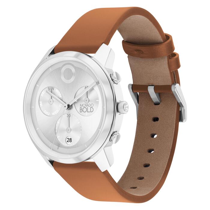 Bold Trend Element Silver Dial / Brown Leather Strap Silver Dial