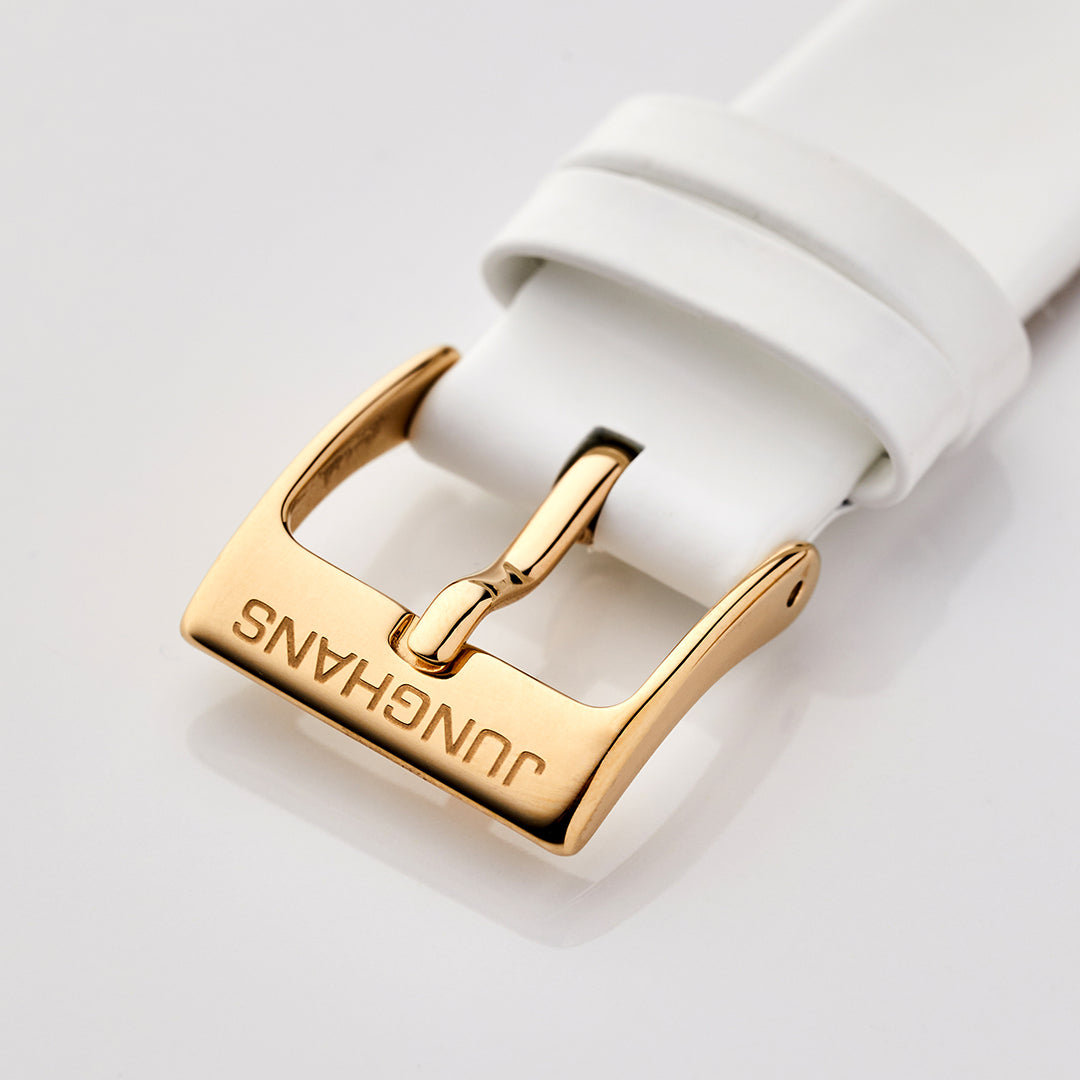Max Bill Damen White Dial / White Leather Strap White Dial