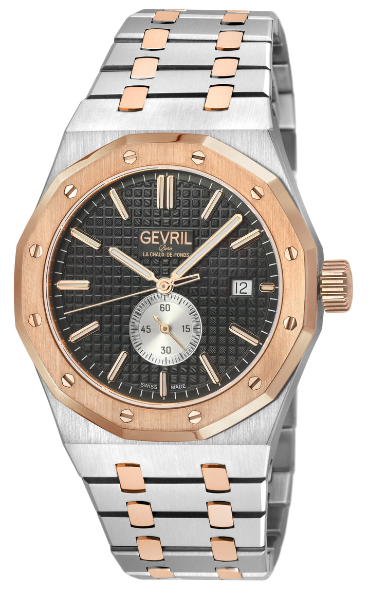 Gotham Swiss Automatic Movement, Black Embossed Dial, Silver Counter  316L SS Br