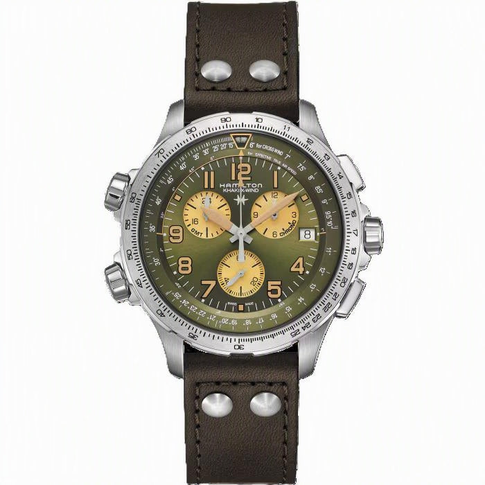 Khaki Aviation Green dial / Brown Leather Strap Green Dial