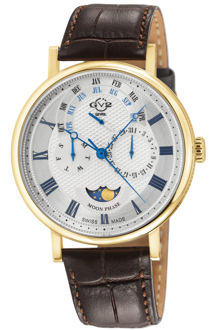 Maestro GV2 Swiss Quartz, IPYG Case, White Dial, Brown Italian Leather Strap | W