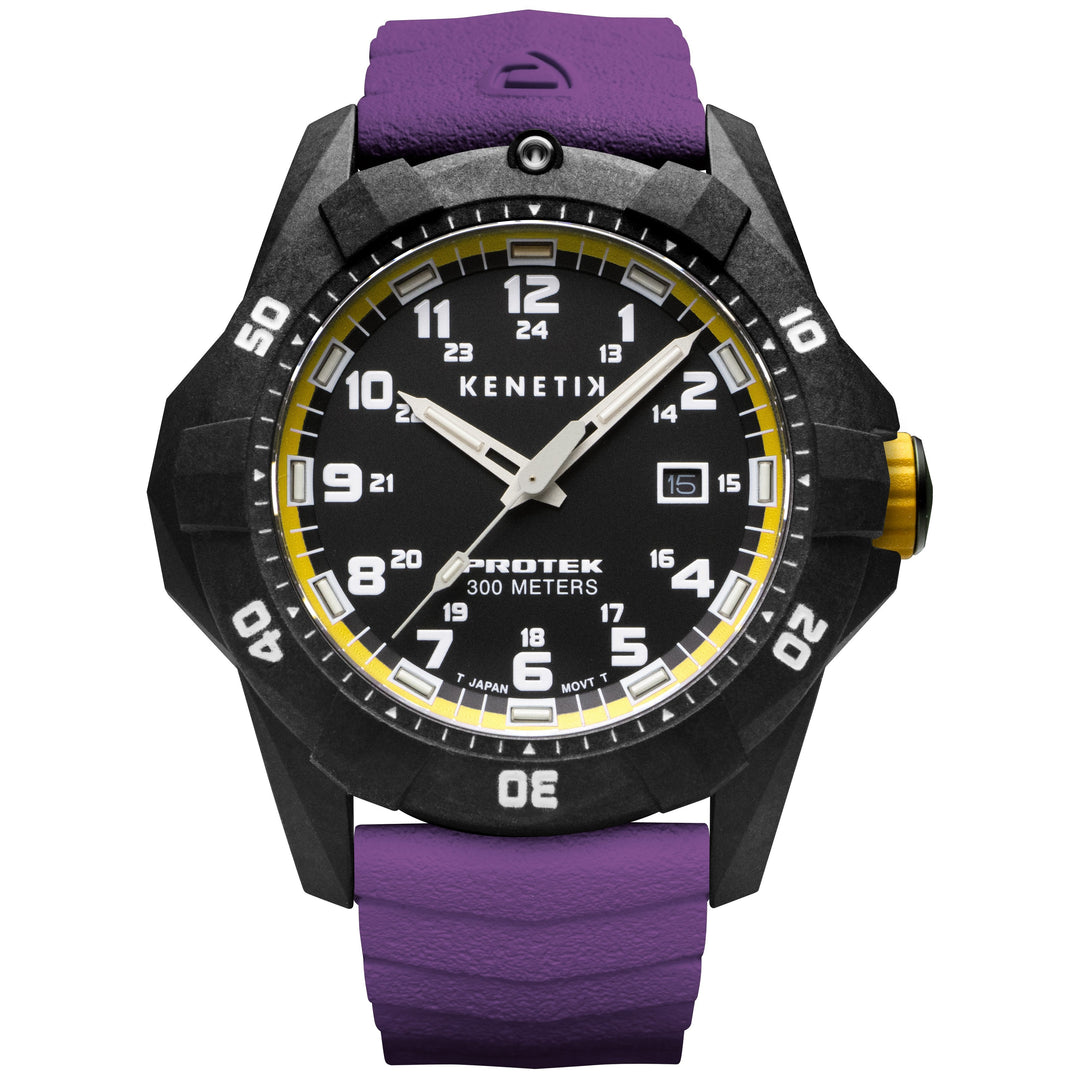 Kenetik Carbon Composite Dive CARBON CASE/BLACK&YELLOW DIAL/PURPLE STRAP Black-Y