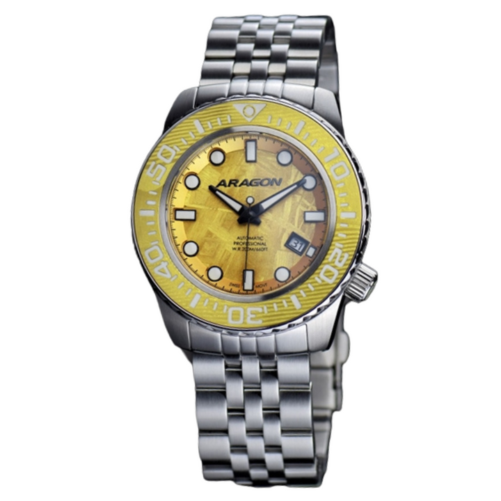 EVO Meteorite Swiss Automatic Limited Edition Titanium Damascus Bezel - Gold | G