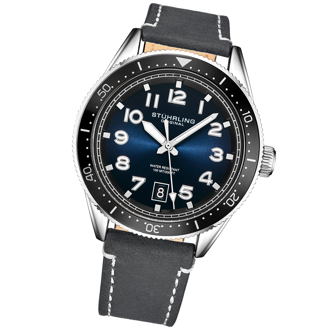 Monaco Grey/Leather/Blue Dial/Silver Case 3989.6 | Blue Dial