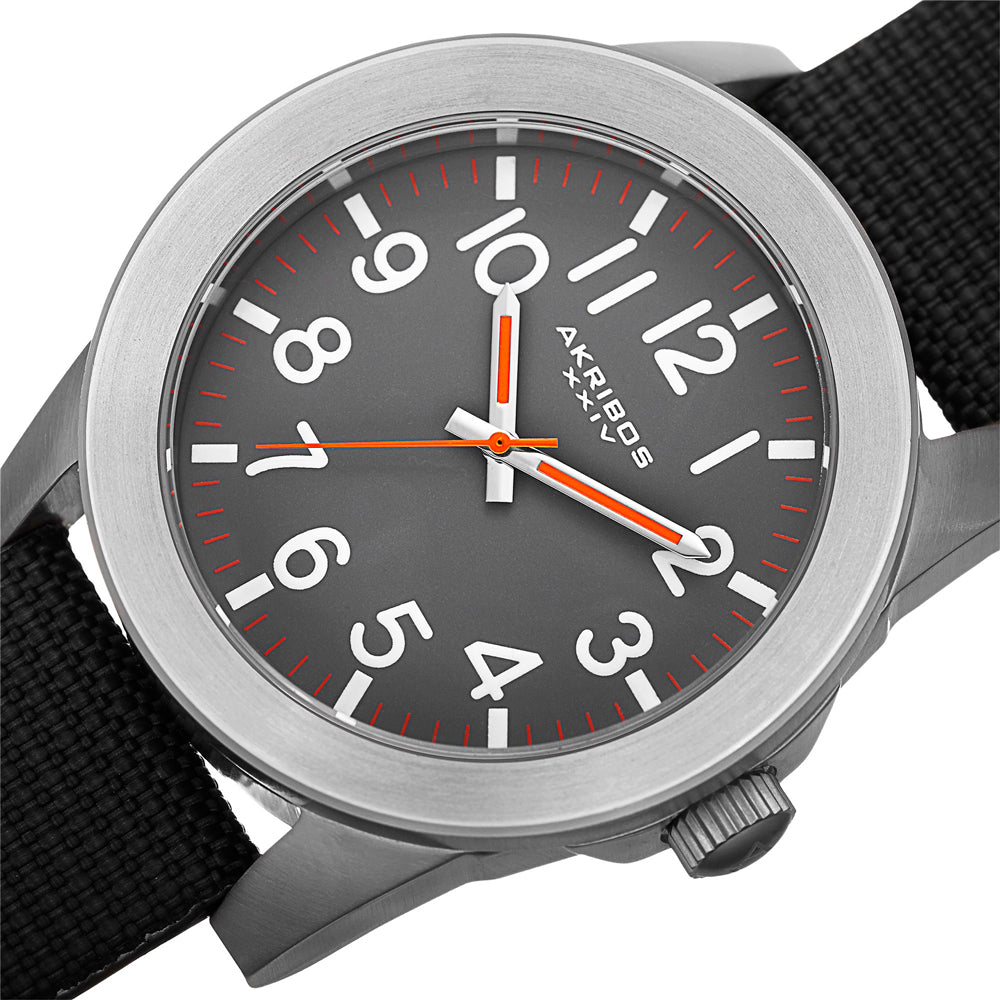 AK779SSB-Casual Black/CANVAS with Leather Backing | Gray Dial