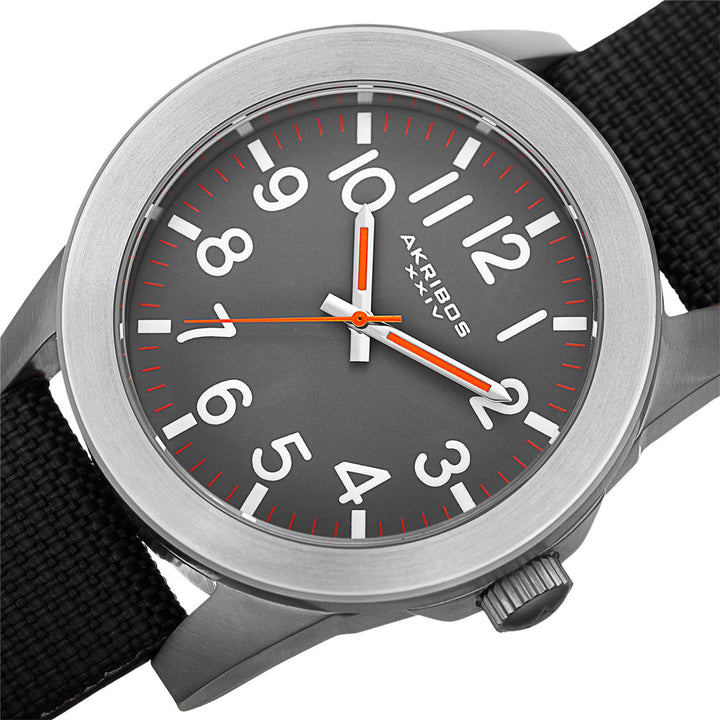 AK779SSB-Casual Black/CANVAS with Leather Backing | Gray Dial
