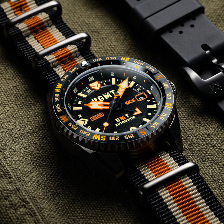 Dragoon GMT Automatic Black Dial / Multicolor Nylon Strap Black Dial