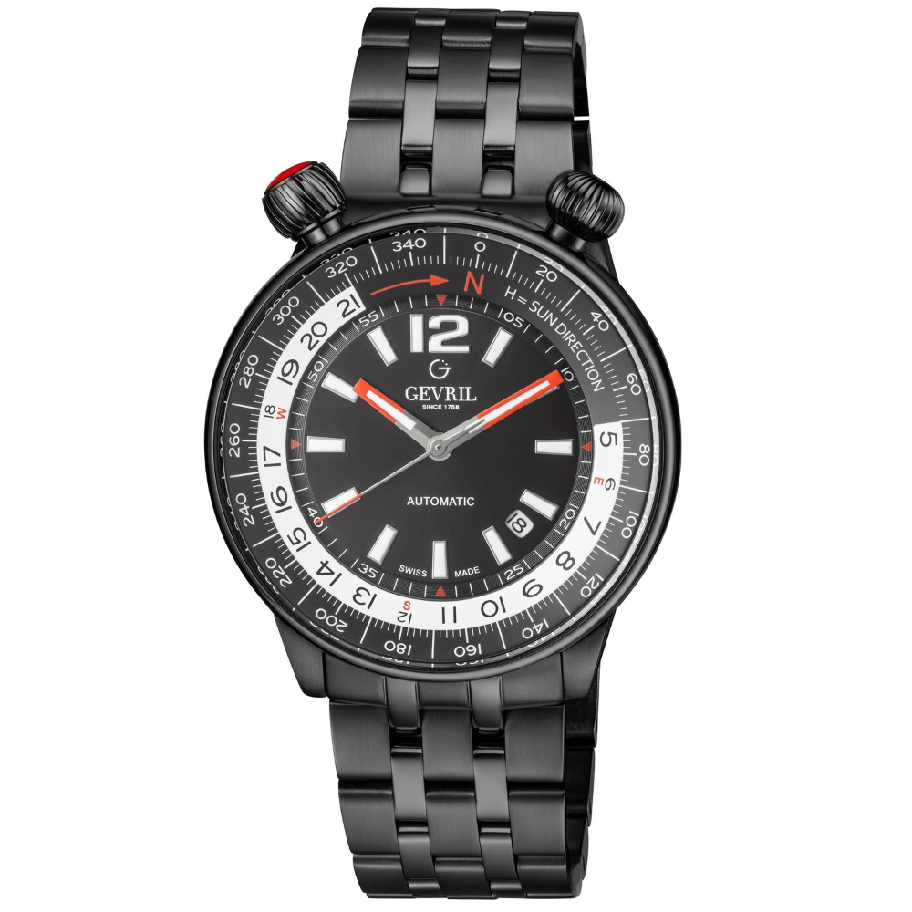 Wallabout Gevrill Wallabout Swiss Automatic Solar Compass Watch | Black Dial