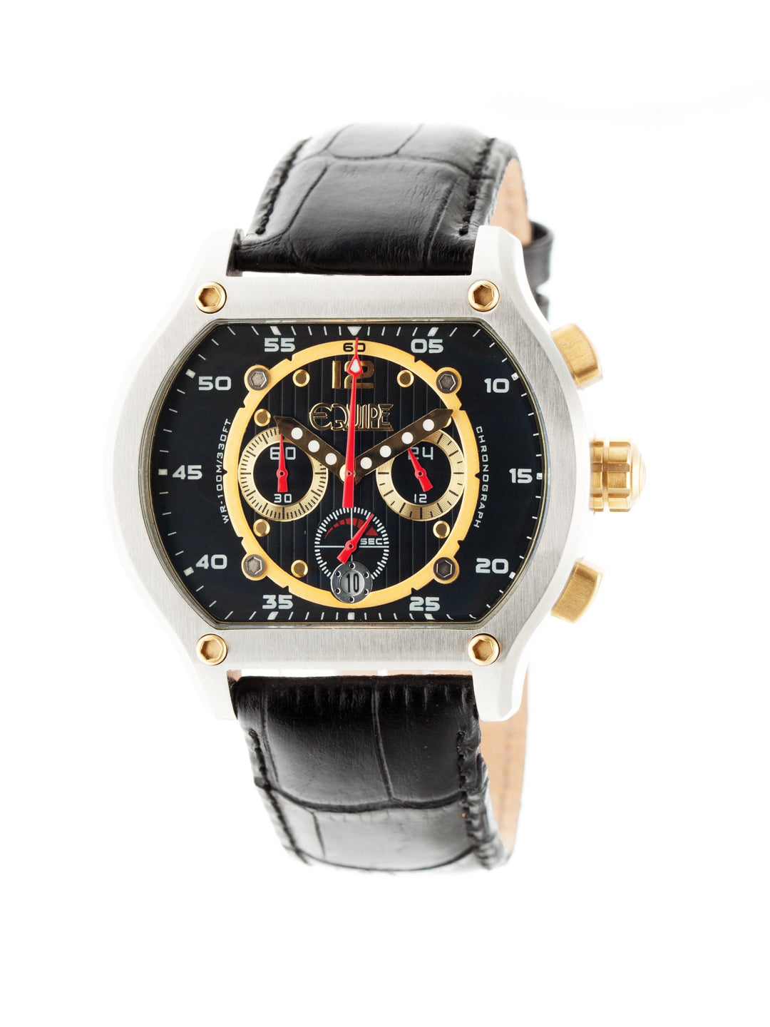 Dash Chronograph 316L Case Leather Band Silver/Black-L