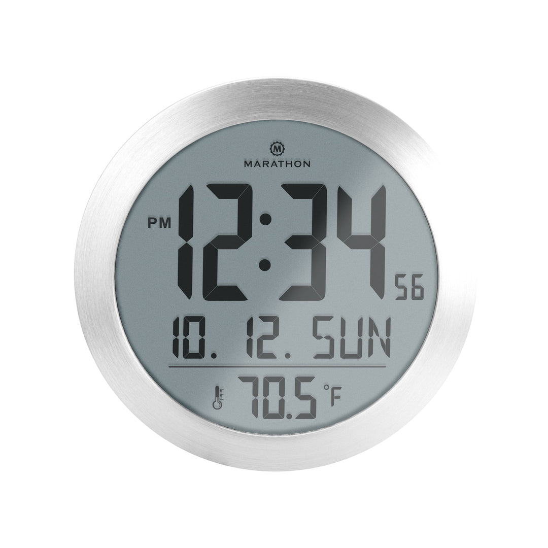 8 Inch Round Digital Wall Clock with Date & Indoor Temperature round-non-atomic-